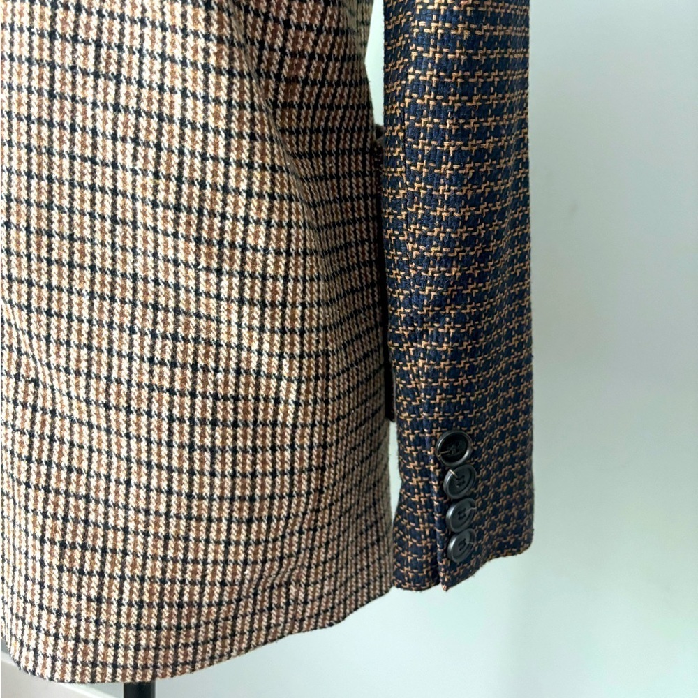 BB Dakota Patchwork Plaid Blazer Mixed Brown Black Plaid Jacket XS New With Tags - Picture 4 of 10